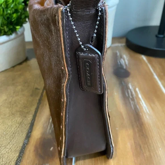 2002 Coach Vintage Y2K Brown Calfhair Stitched Shoulder Bag - Picture 6 of 16